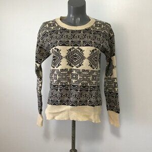 Roots Knit Wool Fair Isle Scoop Neck Sweater Size S